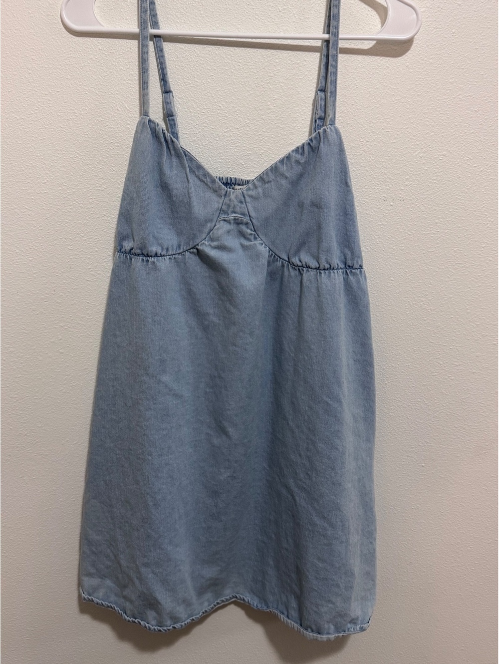 American Eagle Light Blue Denim Mini Dress with Adjustable Straps Size 9/10